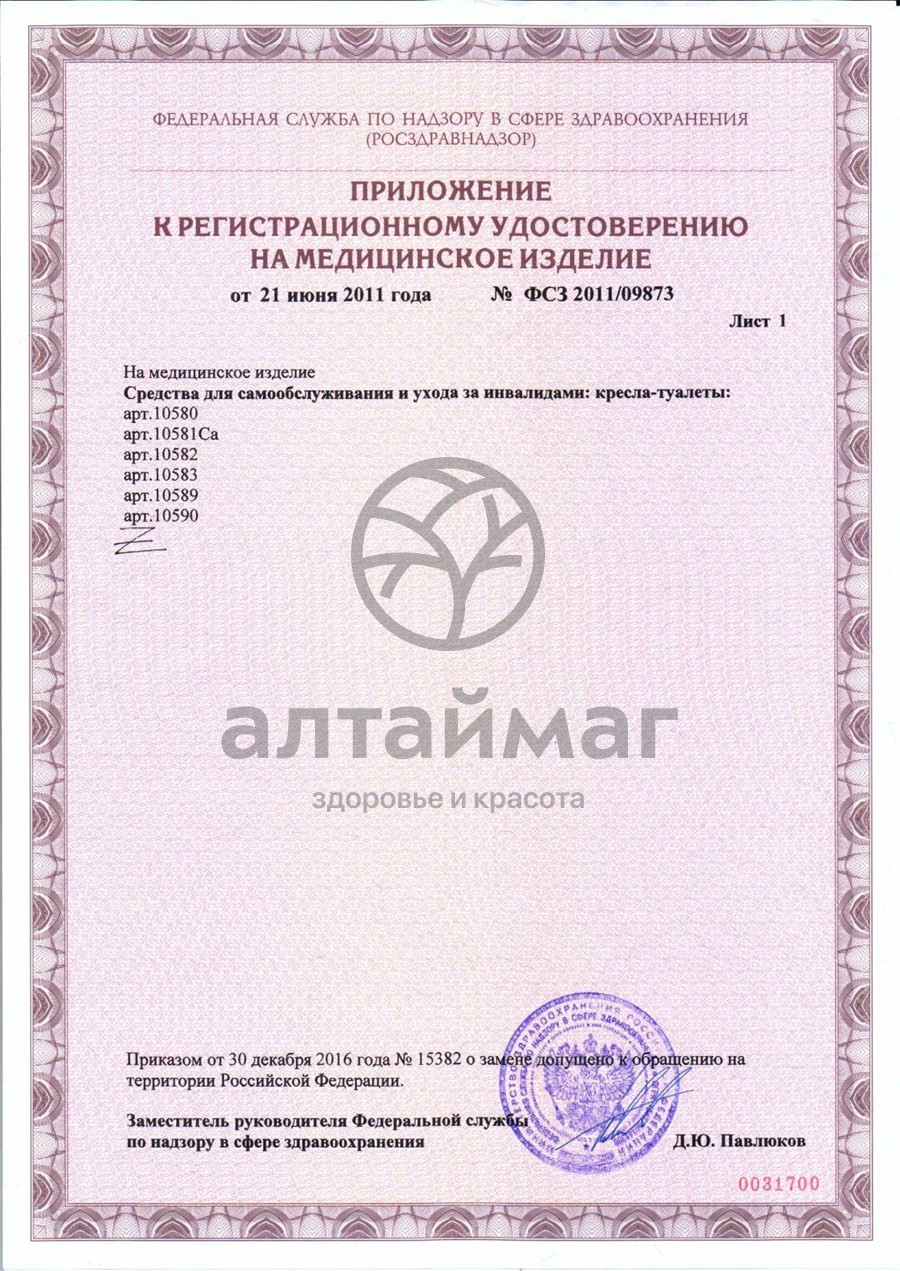 Сертификат на товар Кресло-туалет e0801 Кресло-туалет e0801 сертификат