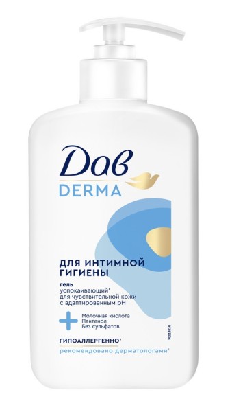 Изображение товара Гель для интимной гигиены Дав Derma женский с пантенолом и молочной кислотой 280мл Гель для интимной гигиены Дав Derma женский с пантенолом и молочной кислотой 280мл фотография
