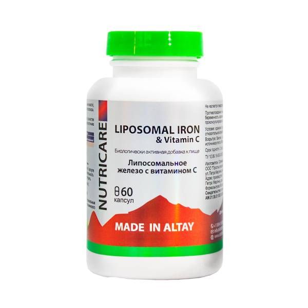 Липосомальное железо с витамином C БАД Nutricare Liposomal 60 капсул фотография