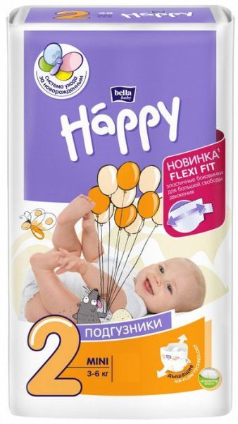 Изображение товара Подгузники Bella happy мини 3-6кг 1шт Подгузники Bella happy мини 3-6кг 1шт фотография