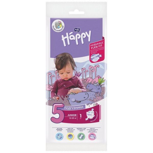 Изображение товара Подгузники Bella Happy Юниор 12-25кг 1шт Подгузники Bella Happy Юниор 12-25кг 1шт фотография